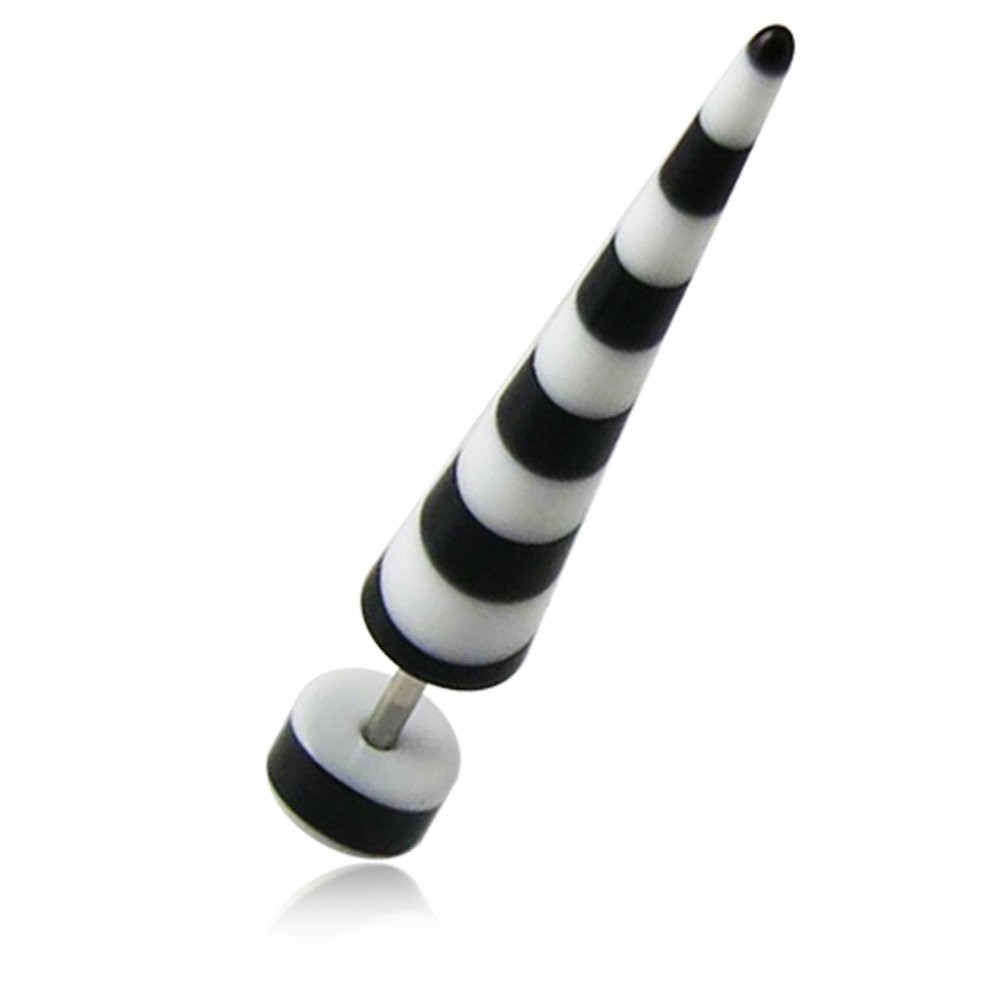 Colorful Black Spiral Stripe with 16 Gauge 316L Surgical Steel Barbell Fake Ear Taper Plugs - Sold by Piece