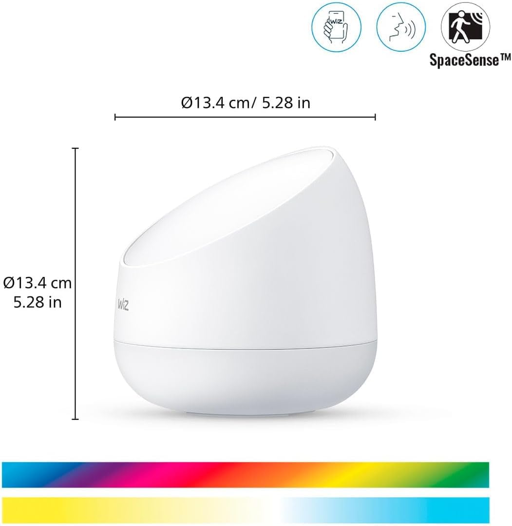 WiZ lampe à poser portable Wi-Fi couleur SQUIRE Wi-Fi 2200-6500K, Blanche, fonctionne avec Alexa, Google Assistant et Apple HomeKit