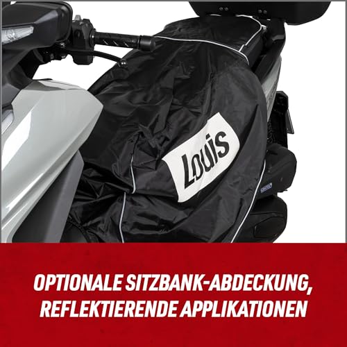 Louis Wetterschutz Evo Universal, Beinschutz Roller/Abdeckplane für Motoroller, Bis 60 km/h, Roller Abdeckung Wasserdicht, Dick Gefüttert, Refklektierendes Logo, Nacken- & Bauchgurt