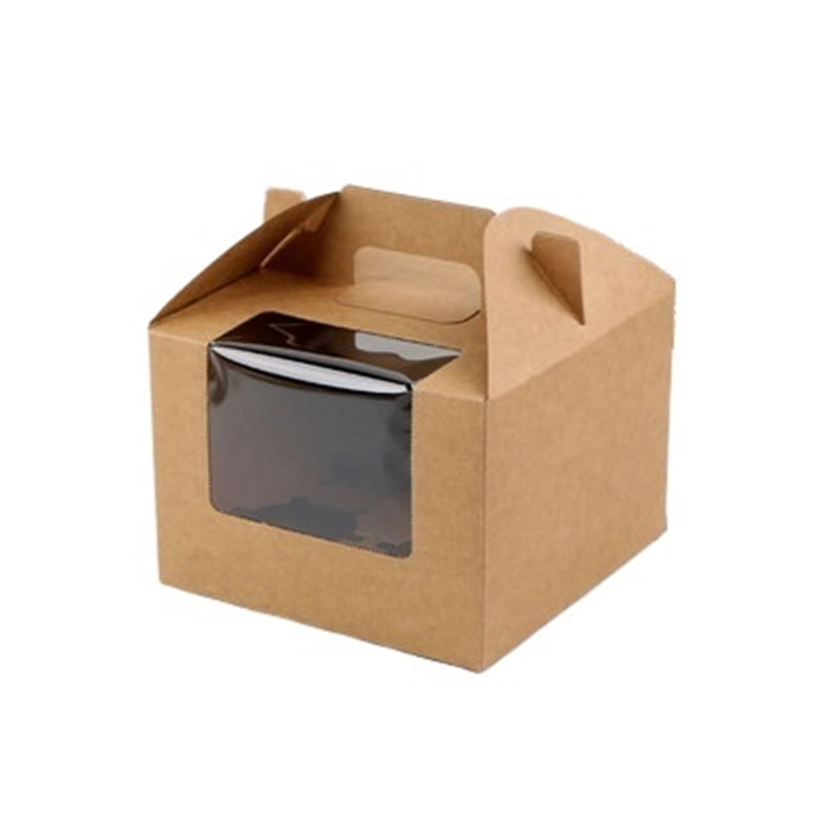 DHYUACN Cupcake Boxes with Clear Window Paper Cup Cake Box With Transparent Window, Muffin, White Cardboard, Baking Packaging(4 holes-4)