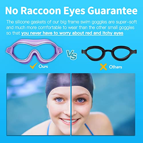 Image of Seago Swim Goggles Adult Youth Anti-Fog Wide Clear View Pool Goggles