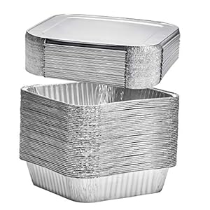 8×8 Disposable Aluminum Pans With Lids – 10 Pack Foil Pans For Cooking, Baking Cakes, Roasting & Homemade Breads – Disposable Food Containers With Foil Lids