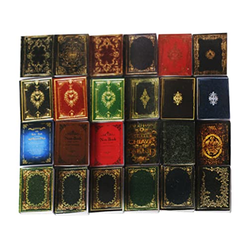 Naisidier Miniaturen Bücher Puppenhaus Klassische Bücher Puppe Haus Dekoration Zubehör Für Pretend Play 24 stücke Cover