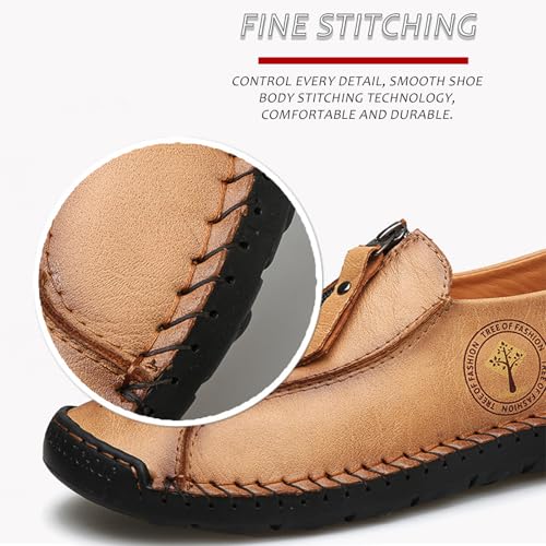 Men's Leather Hand-Stitched Driving Boat Penny Shoes Comfortable Round Toe Flat Non-Slip Slip-On Walking Shoes Classic Moccasins2