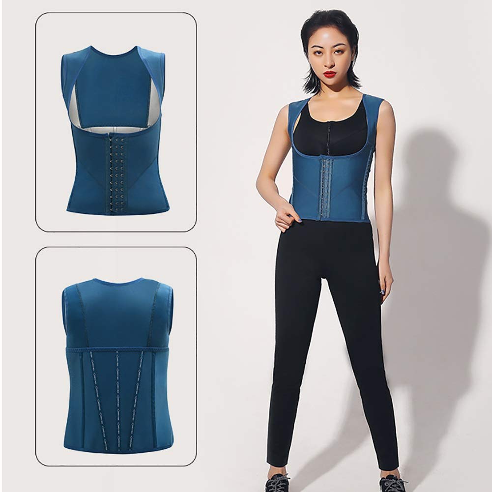 G&F Damska kamizelka neoprenowa pot talia koszulka mięśnie fitness body shaper fitness utrata wagi S-2XL (kolor: niebieski, rozmiar: XXL)