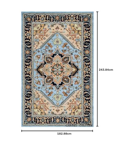 Image of Carpet Mahal Handmade Handwoven Tufted Made of 100% Soft Blended Wool Export Quality Carpets with 1 Inch Thickness (6x8 Feet) Color Multi