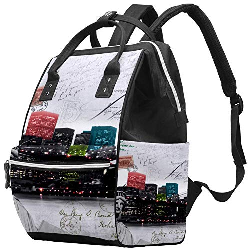 American Statue of Liberty Bolsa de pañales Vintage Mochilas para portátil Mochila para portátil Viaje Senderismo Mochila para Mujeres Hombres