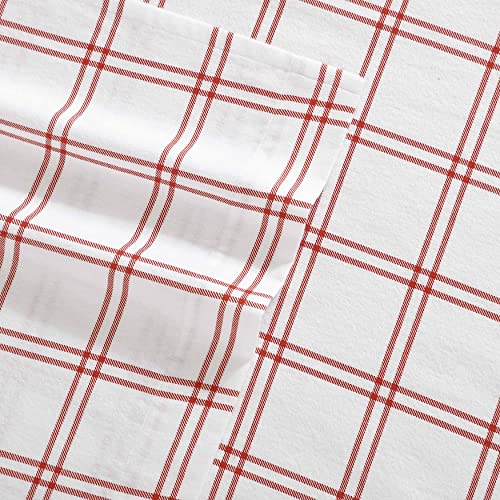 Image of Eddie Bauer- Flannel Sheets Full Size, Anti-Pilling & Wrinkle Resistant Cotton, Touchably Soft for All-Season Comfort - Bed Sheets with Matching Pillowcases & Fitted Sheet (Westridge Plaid Orange)