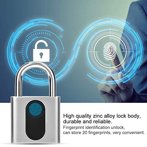Image of Fingerprint Padlock, Smart Digital Padlock Fingerprint Gym Locker, for School, Travel Suitcase, Backpack, Laptop