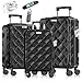 KESSER® Reisekoffer Set 3-teilig | Kofferset ABS Hartschalenkoffer mit Zahlenschloss, Kofferwaage & Reisebrieftasche 360° Rollen | Handgepäck & große Koffer für Business & Reise Trolley Black