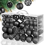 Favuit Palline di Natale, set di 100 palline per albero di Natale, in plastica, per albero di Natale, palline decorative (nero)