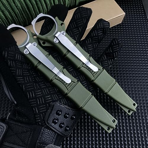 Generic TOOR SJ0001 6.7 Inch Small Tactical Edc Fixed Blade Knife,Socp Dagger 176Bk With Green Sheath,Boot Knife,440C Fixed Blade Pocket Knife With Pocket Clip,For Outdoor Survival Camping thumb #5