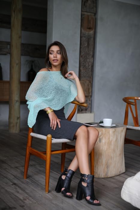 Back From Bali Womens Sheer Poncho Shrug Bolero, Lightweight Summer Shrug Pullover Sweater - Image 3