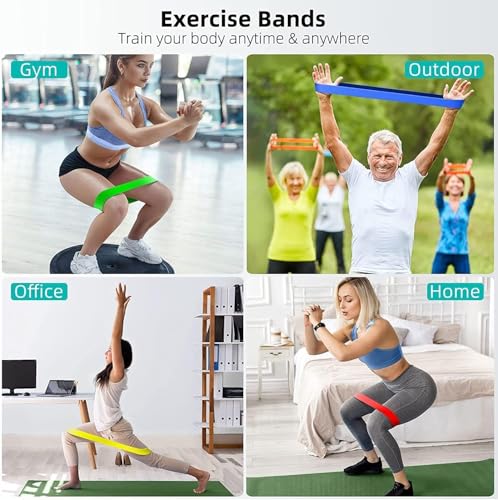 Image of Resistance Bands Set for Men and Women, Pack of 5 Different Levels Elastic Band for Home Gym Long Exercise Workout - Great Fitness Equipment for Training, Yoga - Free Carrying Bag (Multi-Colour)