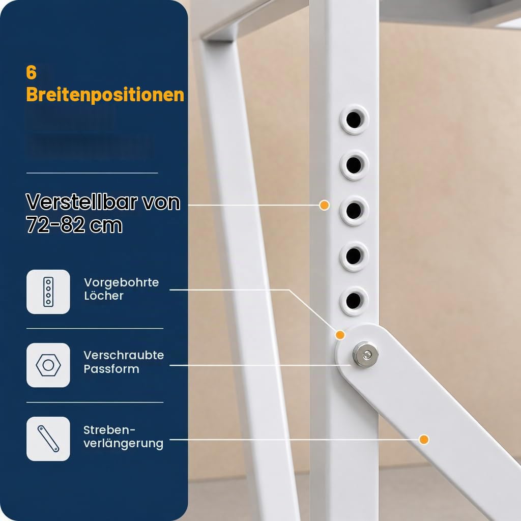 Maxi – Universal Waschmaschinen- und Trockner-Stapelkit | Verstellbarer Rahmen (72–82 cm), 100 kg Tragkraft | Ohne Bohren, Antivibration, Platzsparend
