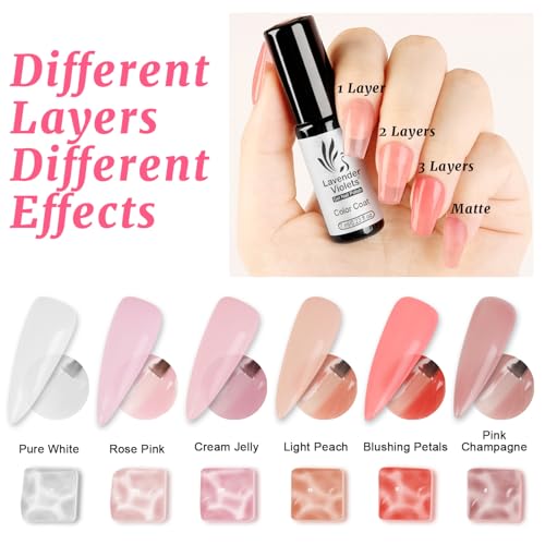 Esmaltes de uñas gel Jelly Nude Pink set 6 colores miniatura 2
