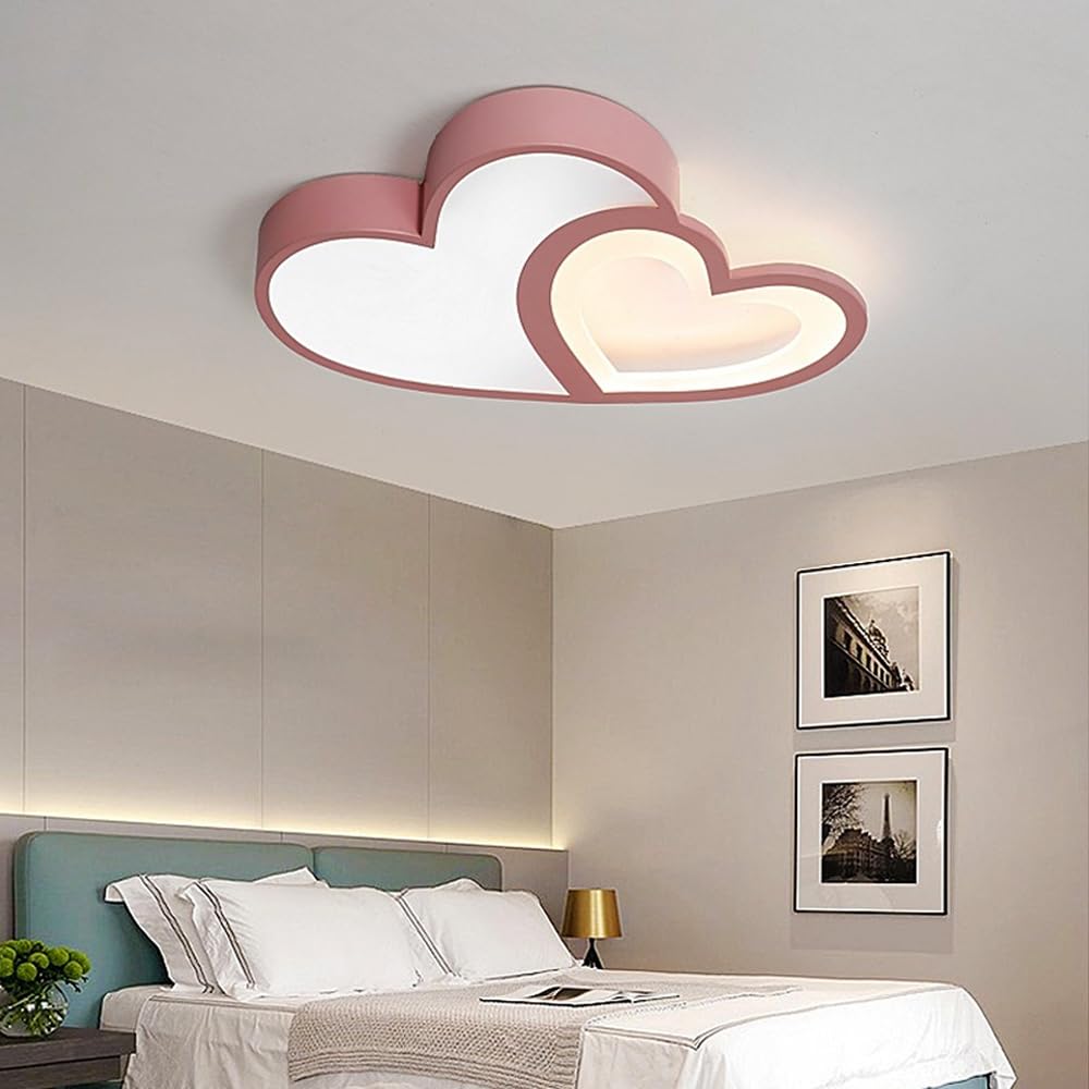 Soffitto Del LED Luce Della Lampada Vivaio Dimmerabili Telecomando Plafoniera Creativa Moderna Romantica Forma Di Design Rosa Lampadario Cuore Luci Decorazione Acrilico Ragazza Ragazzo Camera Letto