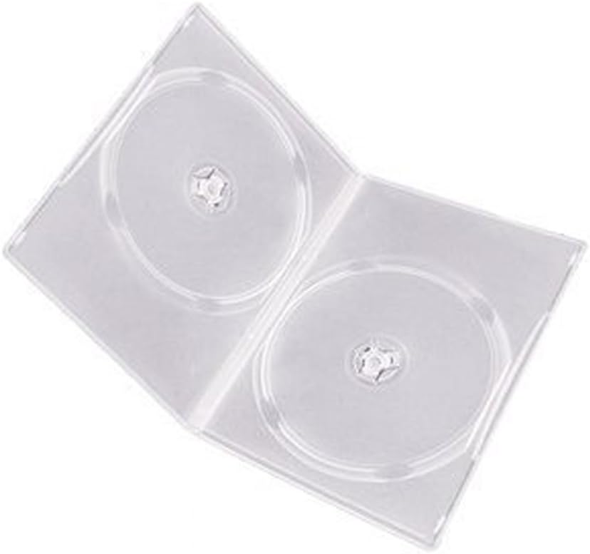 Maxtek 7mm Slim Clear Double CD/DVD Case, 100 Pieces Pack. (2 Discs Capacity per Case)
