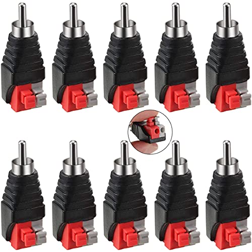 10 pz adattatore cavo da RCA a altoparlante Subwoofer Altoparlante Phono RCA Maschio a AV 2 Terminale a vite Video Audio Molla Tipo di pressa Balun per CCTV