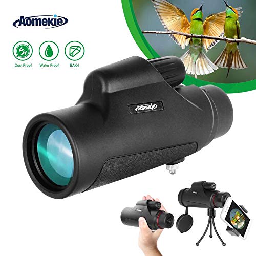 Aomekie 10x42 Monocular Telescope BAK4 Prism FMC Compact Handhled Waterproof High Power Spotting
