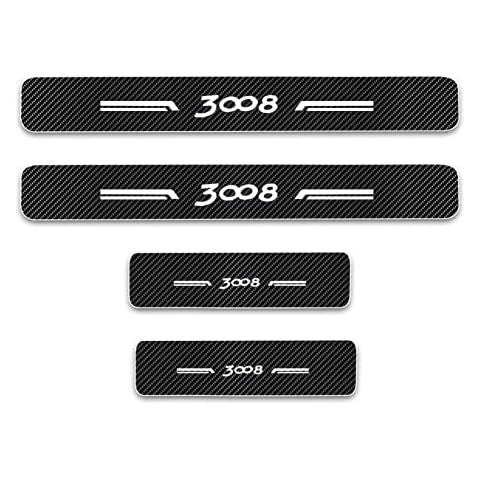 4Pcs Car Outer Door Sill Protector Kick Plates for Peu-geot 3008, Carbon Fiber Scuff Guard Threshold Pedal Sticker Trim, Door Entry Guards Trim Auto Anti-Scratch Decorative Accessories Cover