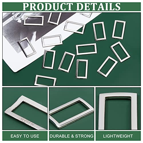 Image of GORGECRAFT 1 Box 20Pcs Metal Flat Rectangle Rings 25mm Inner Length Heavy Duty Silver Alloy Buckle Loop for Luggage Bag Backpacks Wallets Belt Garment Strap DIY Sewing Crafts Decoration Accessories