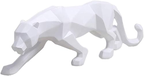Miniatura 1 de Abstracto Estatuas De Leopardo Panther Escultura Mano Anhelada Animal Resina Decoración Moderno Para El Hogar Grande Blanco