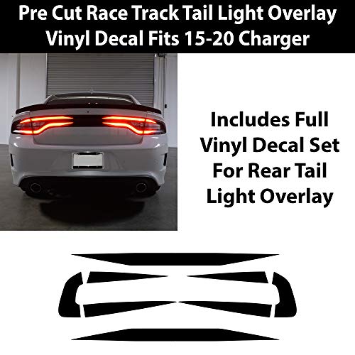 Bogar Tech Designs Tail Light Race Track Bat Vinyl Overlay Decal Cover Compatible With Dodge Charger 2015-2022 - Gloss Black #TOP1