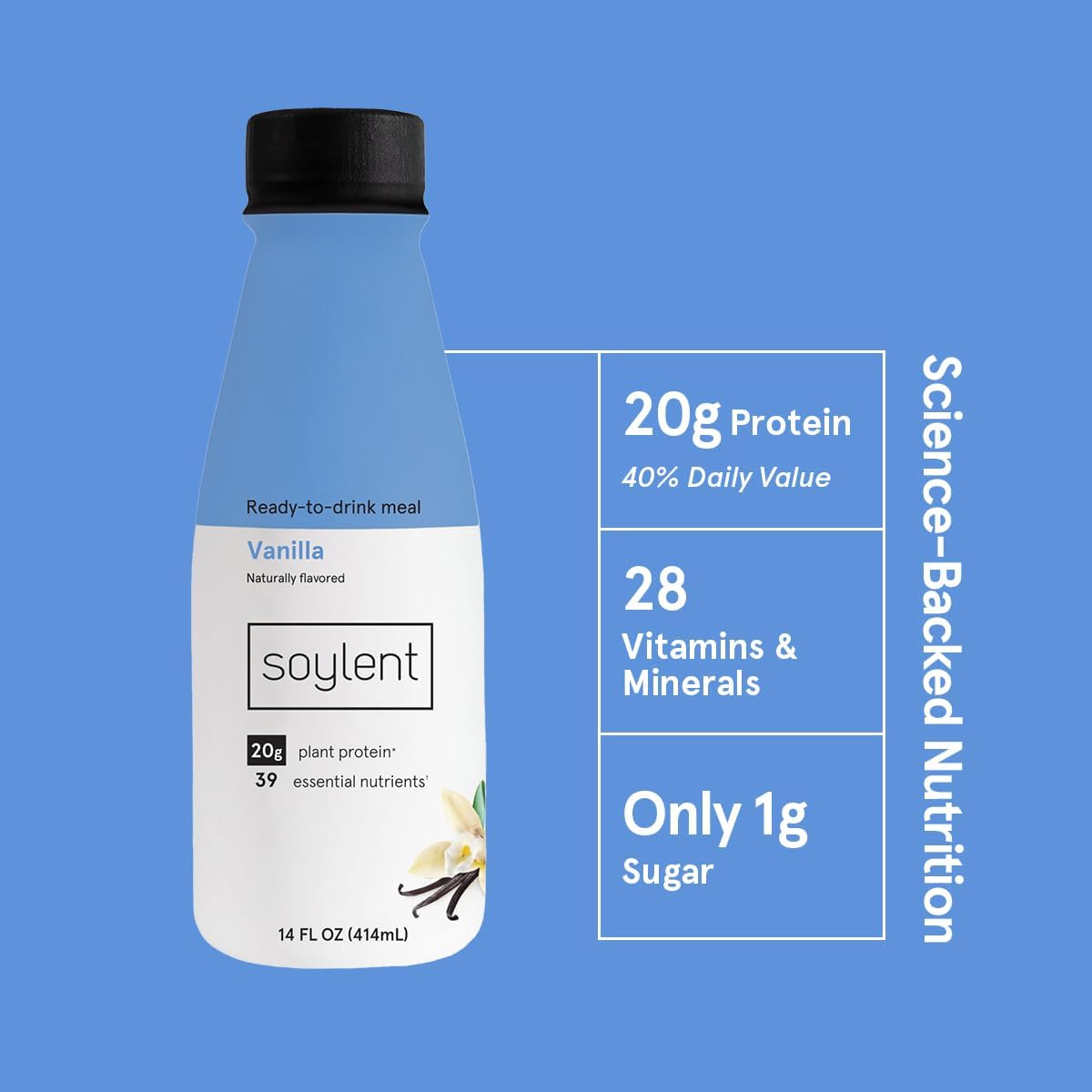 Soylent Vanilla and Cafe Mocha Meal Replacement Shake Bundle, Ready-to-Drink Plant Based Protein Drinks, Contains 20g Complete Vegan Protein and 1g Sugar, 14oz, 12 Pack