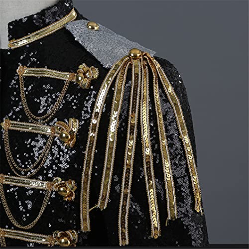 Shiny Red Sequin Blazer Men Glitter Military Dress Tuxedo Men Blazer Jacket 6