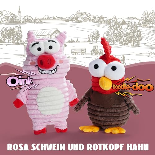 Nocciola 2 Packs Quietschendes Hundespielzeug, 2 Lustige Seltsame Quietschen für Verschiedene Tiere, Unzerstörbares Kuscheltier für Welpen, Plüsch-Spielzeug für Kleine, Große Hunde