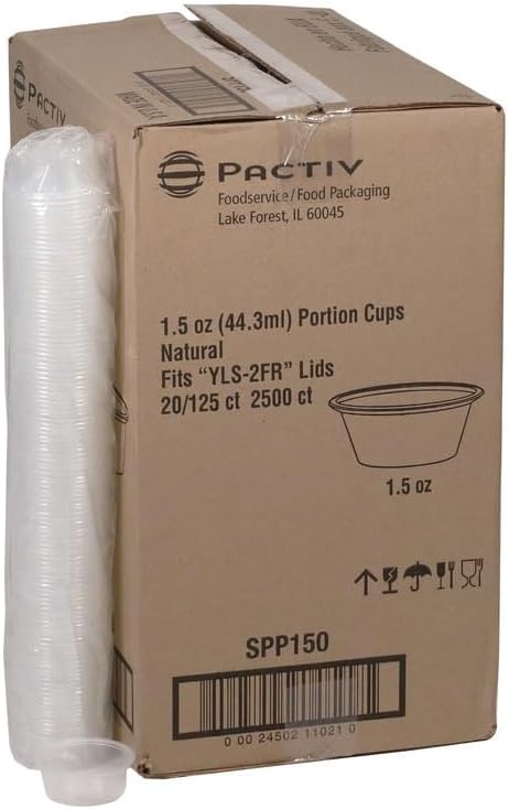 Pactive SPP150 Plastic Portion Cup, 1.5 Oz, Translucent, 125/sleeve, 20 Sleeves/carton