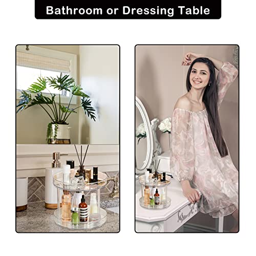 Wisekoti 2-Tier Lazy Susan Turntable for Cabinet and Table. Clear Acrylic Spice Rack, High-Grade Makeup and Carousel Organizer with 360° Rotation, Ideal for Kitchen, Bathroom, and Dresser Storage - Thumbnail 4