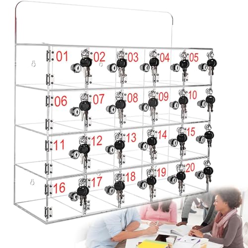 Transparent Wall-Mounted Safe for Mobile Phones,with Locks &amp; Keys,Perfect for Classrooms,Offices,Gyms &amp; Schools - Secure Storage Solution,20Slots