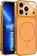 LuxuryKase Converter Case for iPhone 14 Pro | Premium Protective Mag-Safe Cover | iPhone 17 Pro Series Style Design | in Built Camera Guard | Wireless Charging Compatible - Orange