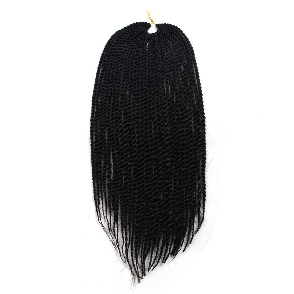 6 Packs 18 Inch Senegalese Twist Crochet Hair Braids Small Havana Twist Crochet Braiding Hair Senegalese Twists Hairstyles For Black Women 30strands/pack (18 Inch, Black)