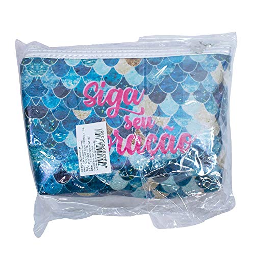 Necessaire Escamas Sereia Siga Seu Coração 17x7x22.5cm