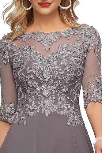 ALEESHUO Tea Length Mother of The Bride Dresses for Wedding Emerald Formal Dress 3/4 Sleeve High Low Evening Party Gowns US12 Emerald3