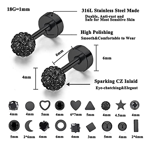 18Pairs 20G 18G Stainless Steel Tiny Stud Earrings for Women Cartilage Helix Earrings Ball Star CZ Earrings4