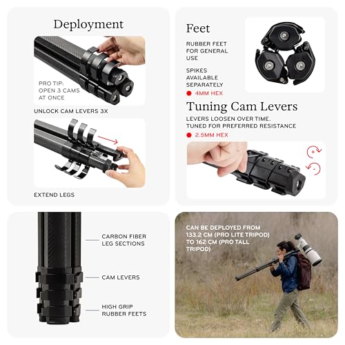 Image of Peak Design Pro Tripod, Compact Professional Photo and Video Camera Tripod, 40lb Capacity, Quick Setup, Pro-Level Stability, Ergonomic Ball Head, Integrated Fluid Panning