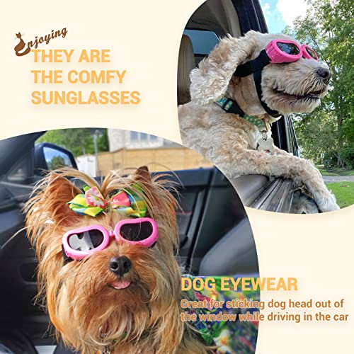 Enjoying Dog Sunglasses Small Breed Anti-Ultraviolet Dogs Goggles Eye Wear Windproof Anti-Fog Pet Glasses For Doggy About Over 5 Lbs, Pink #TOP6