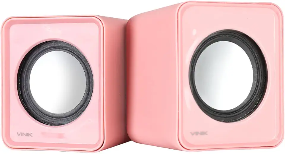 CAIXA DE SOM 2.0 USB 5V 2X 1W COM CONTROLADOR DE VOLUME ROSA – VS-01R – VINIK