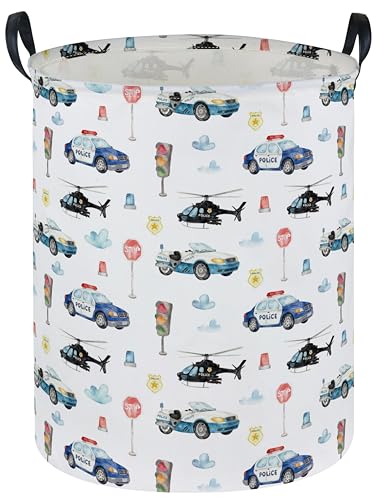 Image of Police car Laundry Hamper,City Car Baby Laundry Hamper Kid Storage Basket,Collapsible Fabric Storage Container,Kids Laundry Basket,Gift Baskets,Toy,Home Organizer(Police car)
