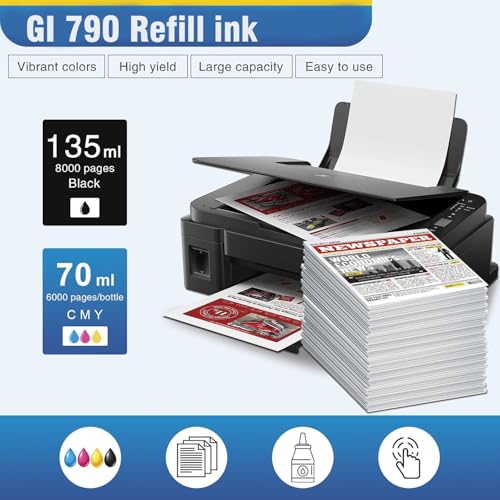 Image of KOSH Refill Ink Compatible for Canon G Series G1000 G1010 G2000 G2002 G2010 G2012 G3000 Printers (2, Black Pack of 2)