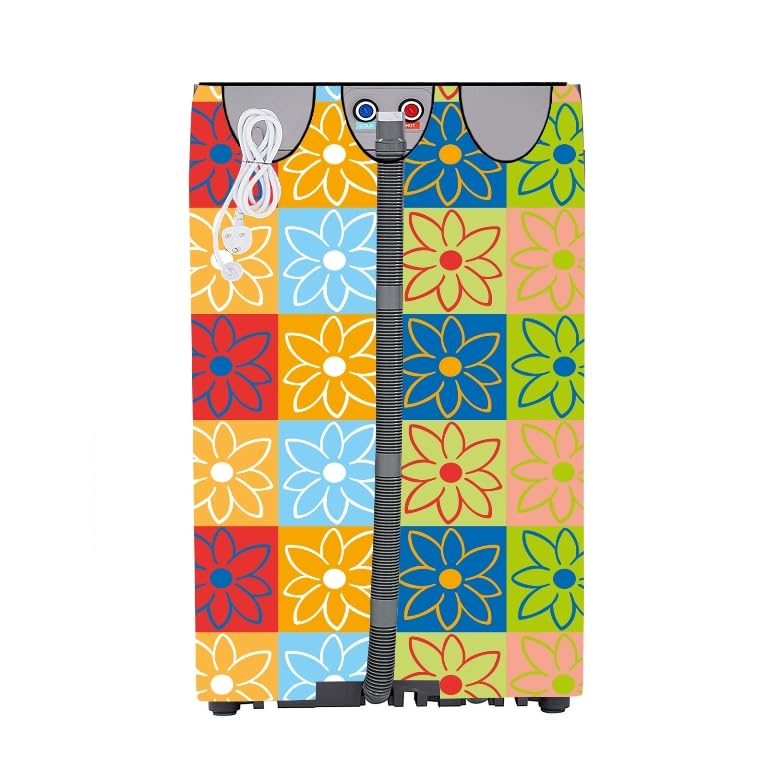 Image of Fully Automatic Top Load Washing Machine Cover Suitable For Samsung, Lg, Godrej, Whirlpool 6.5Kg, 7Kg, 7.5Kg, 8Kg, 9Kg, 10Kg, 11Kg (58Dx60Wx94H), Waterproof Cover, Flowers.