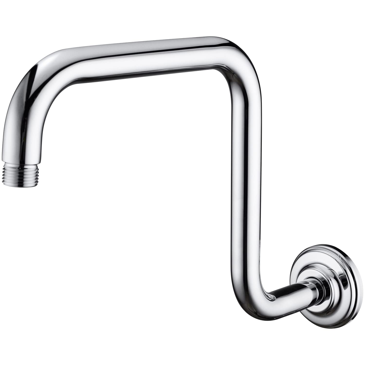 Ramię prysznicowe z kołnierzem, 33 cm w kształcie litery S, wysoki stan, przedłużenie głowicy prysznicowej ze stali nierdzewnej, wymienna rura ramienia, chrom