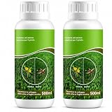 Diserbante Selettivo Naturale e Rinverdente Prato 2x500ml - Erbicida Foglia Larga per Tappeto Erboso - Ferro Chelato HEDTA Azione Rapida - Concime Liquido contro Infestanti e Muschio