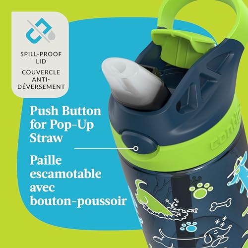 Image of Contigo Aubrey Leak-Proof Spill-Proof Water Bottle, Lime with Dogs, 14 oz