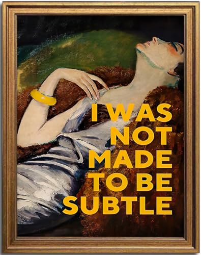 KBKBART Vintage Gold Framed Wall Art, Modern Feminist Oil Painting 12x16in