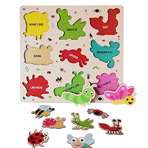 Image of Webby Wooden Insects Montessori Educational Pre-School Puzzle Board Toy For Boys And Girls, Kid